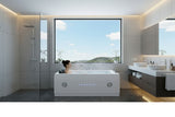 2 Person Indoor Whirlpool Jetted Hot Tub SPA Hydrotherapy Massage Bathtub 051A WHITE w/ Bluetooth LEFT Corner