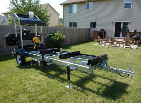 31" Capacity Portable Sawmill Upgraded Gas Kohler 14HP Engine Electric Start Band Saw WITH TRAILER PACKAGE