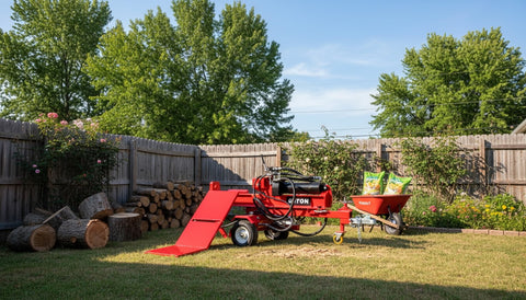 60 Ton Commercial Grade Hydraulic Log Wood Splitter w/ Log Lift Diesel Engine Upgrade E Start + Battery