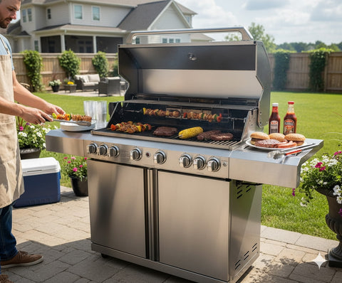 8 Burner 96,000 BTU Stainless Steel Outdoor BBQ Grill Propane NG Rotisserie  FREE SHIPPING