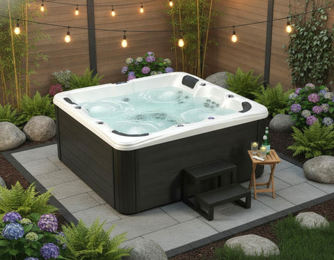 Outdoor 6 Person Double Lounger Hot Tub Spa Fully Loaded 4 Pump 3HP Hard Top Included
