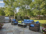 4 Piece Modern Design Wicker Rattan Conversation Outdoor Patio Furniture Set Fully Assembled