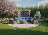 New XL Size 8 Piece Modern Curved Outdoor Wicker / Rattan Patio Furniture Set + Ottoman
