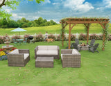 Santa Cruz 4 Piece Outdoor Wicker Patio Furniture Conversation Garden Furniture Set