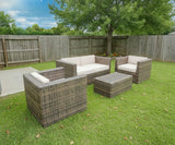 Santa Cruz 4 Piece Outdoor Wicker Patio Furniture Conversation Garden Furniture Set
