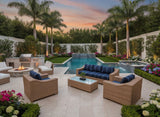New 4 Piece Outdoor Wicker Garden Patio Set with 6" Cushions  SUNBRELLA Stanton Lagoon