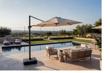 10' Foot Cantilever Offset Patio Umbrella Burgundy or Beige + Solar LED Light Upgrade