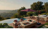 10' Foot Cantilever Offset Patio Umbrella Burgundy or Beige + Solar LED Light Upgrade