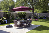 10' Foot Cantilever Offset Patio Umbrella Burgundy or Beige + Solar LED Light Upgrade