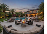 Outdoor Natural Stone Slate Round Fire Pit Coffee Table
