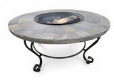 Outdoor Natural Stone Slate Round Fire Pit Coffee Table
