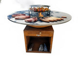 XL SIZE CORTEN Steel Outdoor Wood / Charcoal Hibachi BBQ Grill Kitchen Fire Pit 59"