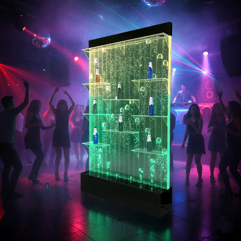48" x 79" Tall Full Color LED Lighting Bubble Wall Fountain Floor Panel Display Floating Shelves Spa Salon Hotel Decor