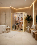 2 Person Canadian Hemlock Glass Front Indoor Swedish Wet Dry Traditional Steam Sauna SPA 4.5KW