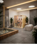 2 Person Canadian Hemlock Glass Front Indoor Swedish Wet Dry Traditional Steam Sauna SPA 4.5KW