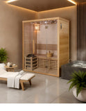 2 Person Canadian Hemlock Glass Front Indoor Swedish Wet Dry Traditional Steam Sauna SPA 4.5KW