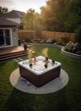 6 Person Outdoor Hot Tub SPA - 5 Seats + 1 Lounger -  Balboa Upgrade Ozone White Marble Acrylic