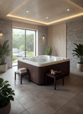 6 Person Outdoor Hot Tub SPA - 5 Seats + 1 Lounger -  Balboa Upgrade Ozone White Marble Acrylic