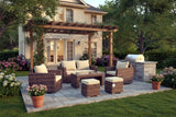 6 Piece Outdoor Wicker Patio Furniture Conversation Set with Table and Ottomans