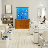 Modern Full Color LED Bubble Panel Wall with Display Cabinet Salon Desk + Shelving
