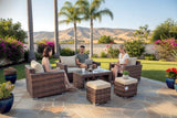 6 Piece Outdoor Wicker Patio Furniture Conversation Set with Table and Ottomans