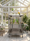 Large 304 Stainless Steel Indoor / Outdoor Parrot Macaw Bird Cage w/ Play Top Stand