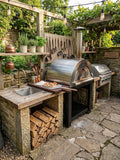 44" XL Wood Fired Outdoor BLACK Stainless Steel Pizza Oven BBQ Grill w/ Cover