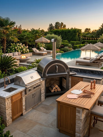44" XL Wood Fired Outdoor BLACK Stainless Steel Pizza Oven BBQ Grill w/ Cover