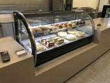 59" Curved Glass Stainless Steel Deli Cake Pie Display Case Refrigerator Countertop