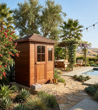 2/3 Person Canadian Red Cedar Traditional Steam Outdoor Sauna / SPA Sound System 6KW Heater Upgrade