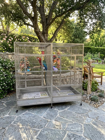 XL SUS304 Stainless Steel Double Macaw Parrot Cockatoo Bird Breeder Pet Cage w/ Divider