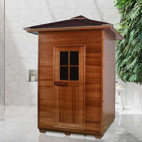 2/3 Person Canadian Red Cedar Traditional Steam Outdoor Sauna / SPA Sound System 6KW Heater Upgrade