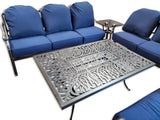 6 Seat Outdoor Cast Aluminum Patio Furniture Conversation Seating Set Upgraded 6" Cushions