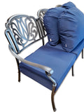 6 Seat Outdoor Cast Aluminum Patio Furniture Conversation Seating Set Upgraded 6" Sunbrella Cushions