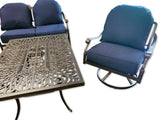 6 Seat Outdoor Cast Aluminum Patio Furniture Conversation Seating Set Upgraded 6" Sunbrella Cushions