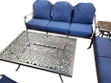 6 Seat Outdoor Cast Aluminum Patio Furniture Conversation Seating Set Upgraded 6" Sunbrella Cushions