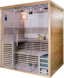 Wet Dry Traditional 3 Bench Indoor Swedish Steam SPA Sauna 4+ Person Harvia 6KW Heater 200F Temps