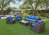 5 Piece Modern Design Wicker Rattan Conversation Outdoor Patio Furniture Set Fully Assembled