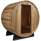 2 Person Outdoor Canadian Red Cedar Traditional Wet Dry Barrel Sauna 6KW Heater Upgrade OPEN BOX SPECIAL