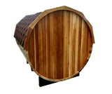 Large 6-8 Person 8' Canadian Red Cedar Barrel Outdoor Wet Dry Swedish Sauna with Porch 9KW Heater