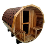 Large 6-8 Person 8' Canadian Red Cedar Barrel Outdoor Wet Dry Swedish Sauna with Porch 9KW Heater