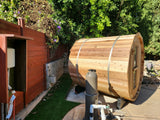 6' Foot 4 Person Canadian Red Cedar Outdoor Wet Dry Traditional Steam Barrel Sauna 9KW Heater Upgrade
