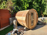 6' Foot 4 Person Canadian Red Cedar Outdoor Wet Dry Traditional Steam Barrel Sauna 9KW Heater Upgrade