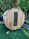 6' Foot 4 Person Canadian Red Cedar Outdoor Wet Dry Traditional Steam Barrel Sauna 9KW Heater Upgrade
