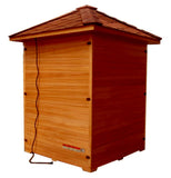 Outdoor Traditional Wood Fired Wet / Dry 4 Person Steam Sauna SPA w/ Shingled Roof Canadian Cedar