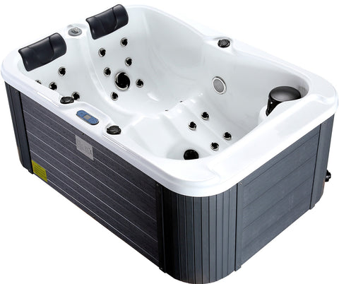 2 Person Hydrotherapy Double Recliner Hot Tub Spa with 31 Jets, LED Lights, and Insulated Hard Top Cover - 085B