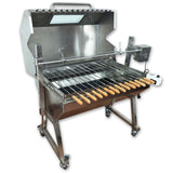 New Stainless Steel Charcoal / Wood Live Fire Grill Spit Pig Roaster w/ Rotisserie + Kabob Package