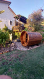 Large 6-8 Person 8' Canadian Red Cedar Barrel Outdoor Wet Dry Swedish Sauna with Porch 9KW Heater