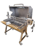 New Stainless Steel Charcoal / Wood Live Fire Grill Spit Pig Roaster w/ Rotisserie + Kabob Package