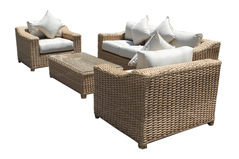 4 Piece Outdoor Wicker Garden Patio Furniture Set with 6